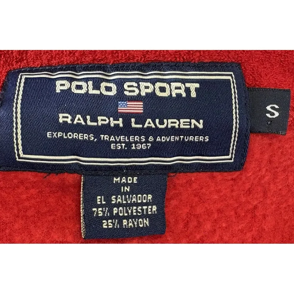 Polo Ralph Lauren Sport Men's Fleece Red Polyester Blend Pullover V-Neck Sz Sm‎